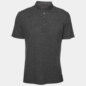 Pre Owned Ermenegildo Zegna Grey Cotton Short Sleeve Polo T-Shirt M