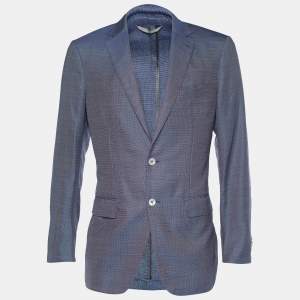 Pre Owned Ermenegildo Zegna Blue Wool Single Breasted Blazer Custom Fit 