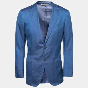Pre Owned Ermenegildo Zegna Blue Silk Single Breasted Blazer L