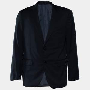Ermenegildo Zegna Dark Blue Wool Button Front Blazer XL