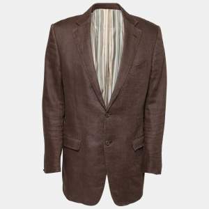 Ermenegildo Zegna Brown Linen Single Breasted Blazer XL