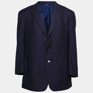 Pre Owned Ermenegildo Zegna Dark Blue Wool Single-Breasted Blazer 3XL