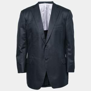Pre Owned Ermenegildo Zegna Navy Blue Wool Single-Breasted Blazer 4XL