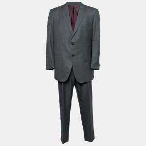 Ermenegildo Zegna Su Misura Grey Wool Single-Breasted Suit 4XL