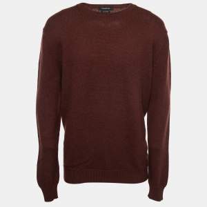 Ermenegildo Zegna Burgundy Cashmere Crewneck Sweater 3XL