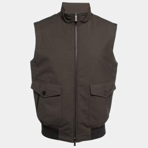 Pre Owned Ermenegildo Zegna Brown Synthetic Reversible Vest Jacket XL   