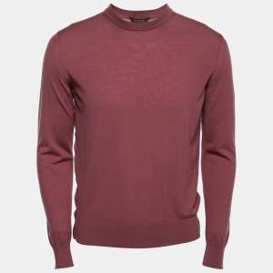 Pre Owned Ermenegildo Zegna Couture Blush Pink Wool Crewneck Sweater S