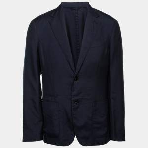 Pre Owned Ermenegildo Zegna Navy Blue Cashmere Single-Breasted Blazer L