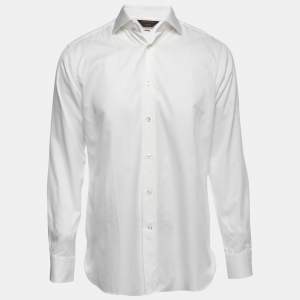 Pre Owned Ermenegildo Zegna Couture White Cotton Button-Front Shirt M/L    