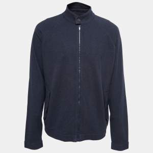 Ermenegildo Zegna Dark Blue Cotton Zip-Up Jacket 3XL