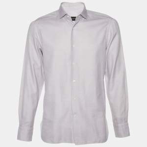 Pre Owned Ermenegildo Zegna Light Purple Patterned Cotton H Contemporaray Fit Shirt L