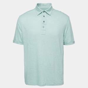 Ermenegildo Zegna Pale Green Linen Polo T-Shirt L