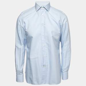 Ermenegildo Zegna Light Blue Cotton Slim Fit Shirt L