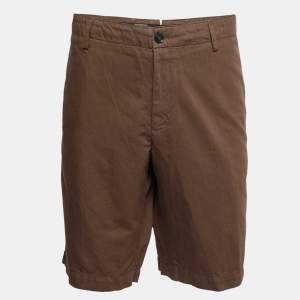 Pre Owned Ermenegildo Zegna Brown Cotton & Linen Shorts 4XL