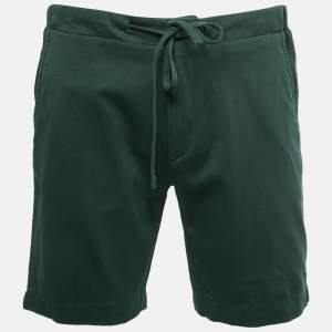 Pre Owned Loro Piana Green Cotton Knit Bermuda Shorts L