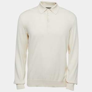 Ermenegildo Zegna Cream Cashmere Blend Knit Full Sleeve T-Shirt M