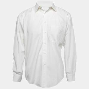 Ermenegildo Zegna White Cotton Button Front Full Sleeve Shirt M