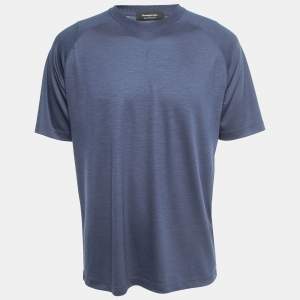 Ermenegildo Zegna Navy Blue Wool High Performance Crew Neck T-Shirt L