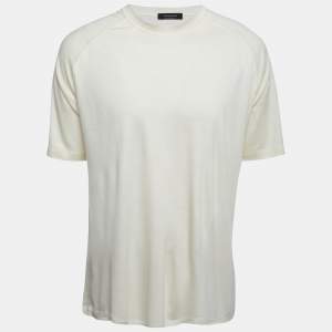 Pre Owned Ermenegildo Zegna Cream Wool Crew Neck Half Sleeve T-Shirt XL