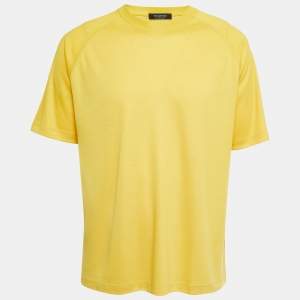 Ermenegildo Zegna Yellow Wool Crew Neck Half Sleeve T-Shirt L