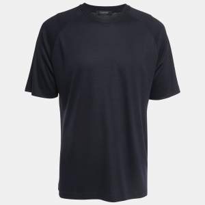 Pre Owned Ermenegildo Zegna Black Wool Crew Neck Half Sleeve T-Shirt L