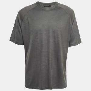 Ermenegildo Zegna Military Green Wool Crew Neck Half Sleeve T-Shirt XL