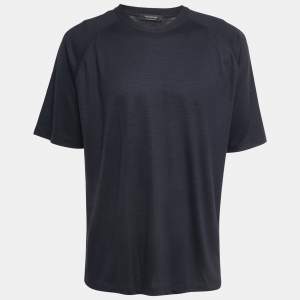 Ermenegildo Zegna Black Wool Crew Neck Half Sleeve T-Shirt XL