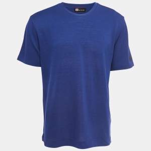 Ermenegildo Zegna Blue Wool Crew Neck Half Sleeve T-Shirt XL