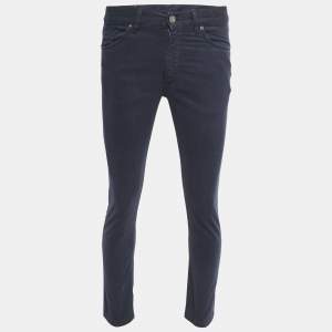 Pre Owned Ermenegildo Zegna Navy Blue Cotton Slim Fit Pants S Waist 31"