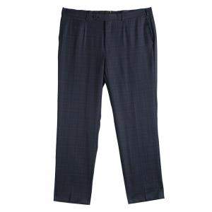 Pre Owned Ermenegildo Zegna Grey Checked Wool Regular Fit Trousers 3XL