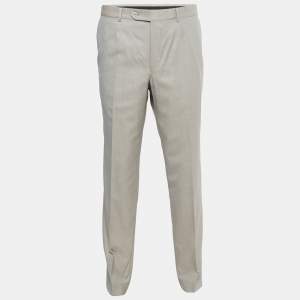 Pre Owned Ermenegildo Zegna Su Misura Beige Wool & Silk Tailored Trousers XXL