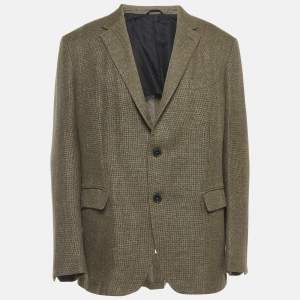 Pre Owned Ermenegildo Zegna Brown Wool Blend Singe Breasted Blazer XXXL