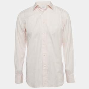 Ermenegildo Zegna Pink Pinstripe Cotton Long Sleeve Shirt M