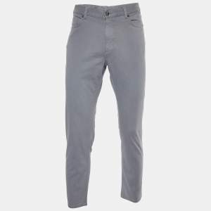 Zegna Grey Cotton Regular Fit City Trousers M/Waist 34"