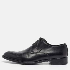 Ermenegildo Zegna Black Leather Lace Up Derby Size 42.5
