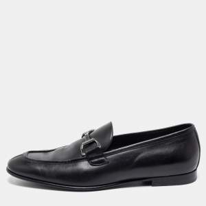 Ermenegildo Zegna Black Leather Buckle Loafers Size 41.5