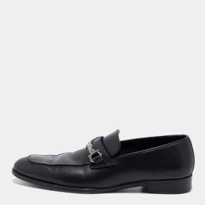 Ermenegildo Zegna Black Leather Buckle Loafers Size 41.5