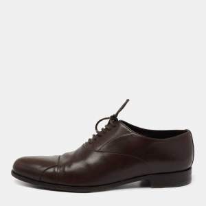 Ermenegildo Zegna Dark Brown Leather Lace Up Oxfords Size 43