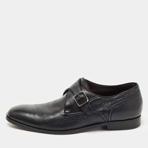 Ermenegildo Zegna Black Leather Buckle Strap Loafers Size 41.5 