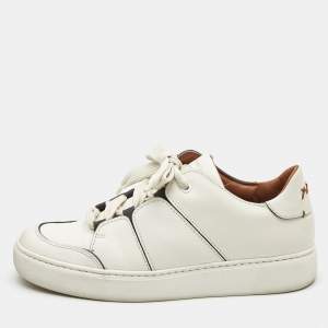 Ermenegildo Zegna White Leather Tiziano Low Top Sneakers Size 40.5