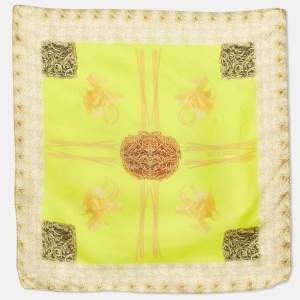 Etro Green Printed Silk Pocket Square  