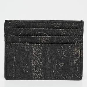 Etro Black Paisley Print Coated Canvas Card Holder
