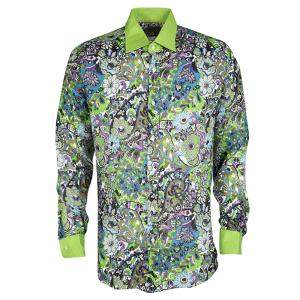Etro Multicolor Printed Linen Long Sleeve Button Front Shirt L