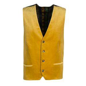 Etro Mustard Yellow Velvet Silk Panel Detail Minete Vest L