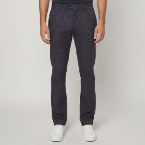 مملوكة مسبقًا Etro Navy Blue Paisley Print Linen Panama Slim Fit Trousers XXL 