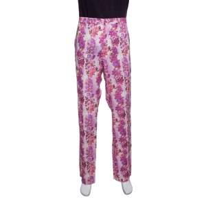 Etro Multicolor Floral Printed Linen Straight Fit Pants L