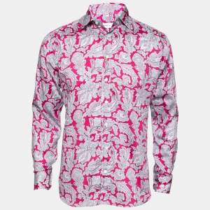 Etro Pink Paisley Printed Cotton Long Sleeve Button Front Shirt L