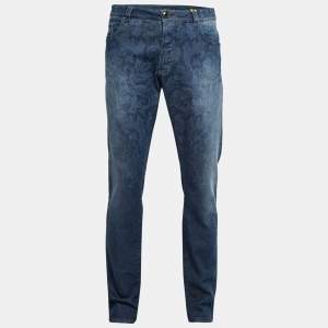 Pre Owned Etro Blue Paisley Printed Denim Jeans 3XL Waist 40"