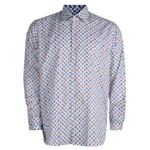 Etro White Paisley Motif Long Sleeve Button Front Cotton Shirt XL