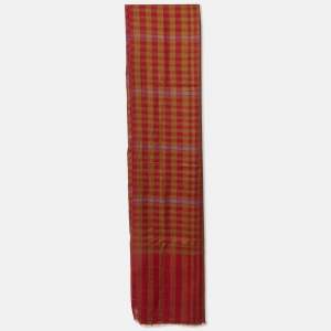 Etro Red Checked Cashmere Scarf